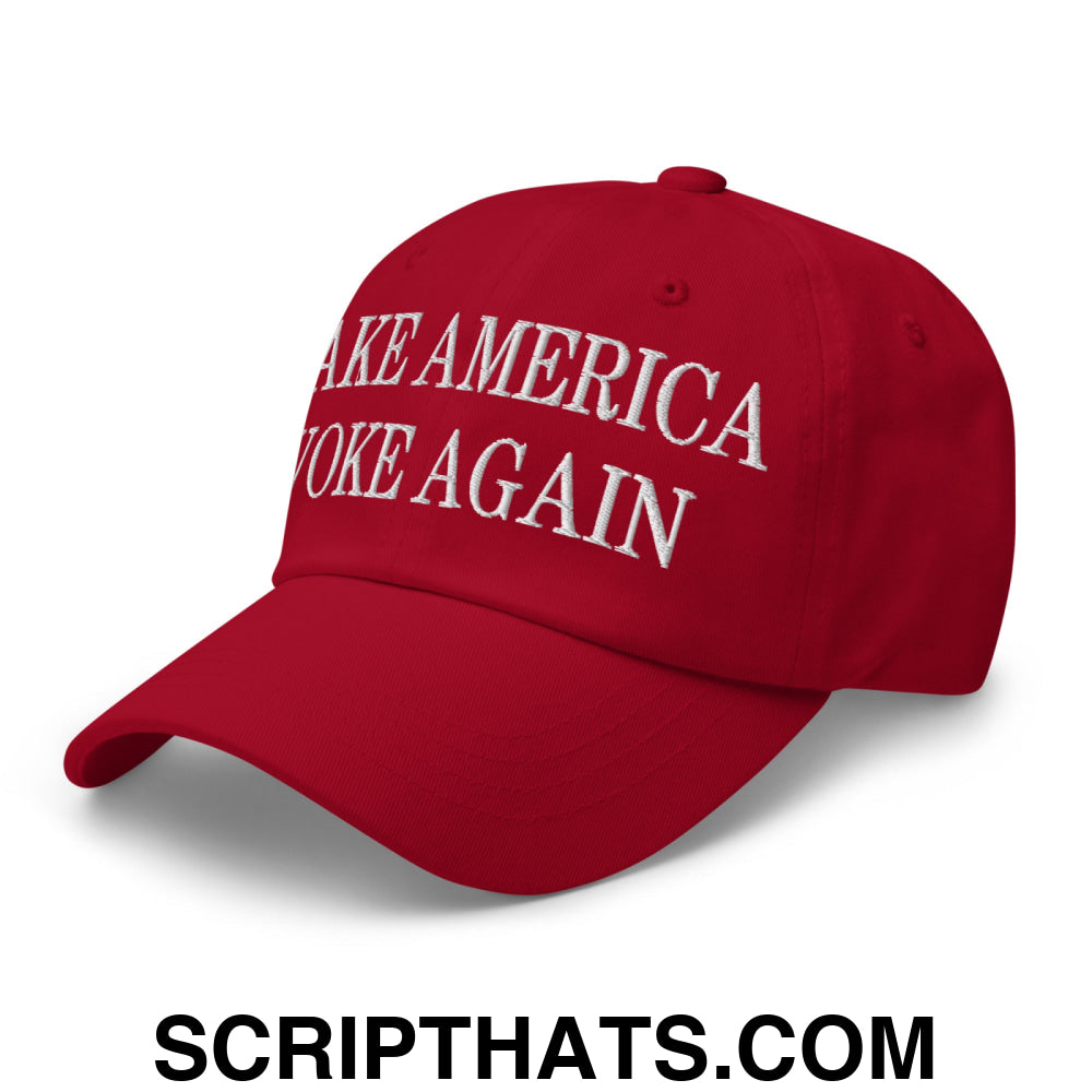 Make America Woke Again Embroidered Unstructured Dad Hat Cranberry