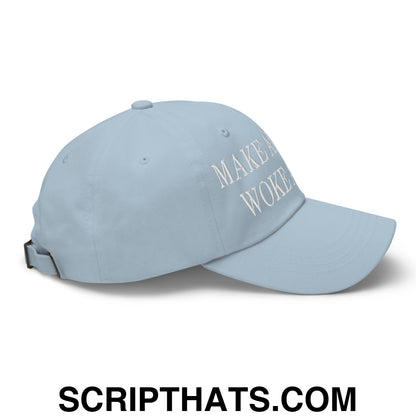 Make America Woke Again Embroidered Unstructured Dad Hat Light Blue