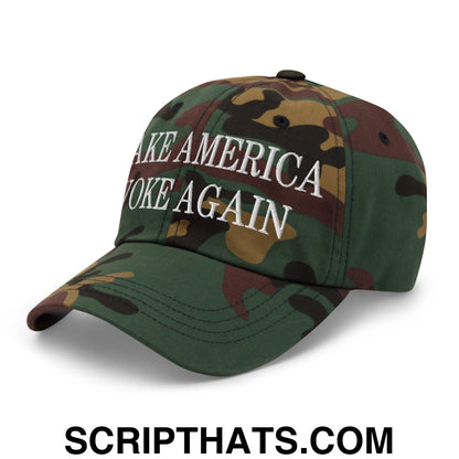 Make America Woke Again Embroidered Unstructured Dad Hat Green Camo