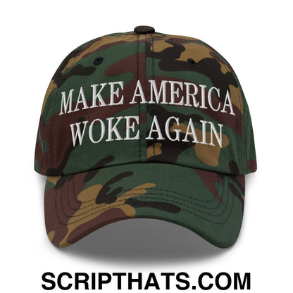Make America Woke Again Embroidered Unstructured Dad Hat Green Camo