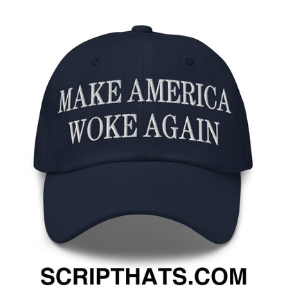 Make America Woke Again Embroidered Unstructured Dad Hat Navy