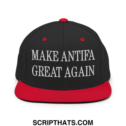 Make Antifa Great Again Embroidered Flat Bill Brim Snapback Hat Black Red