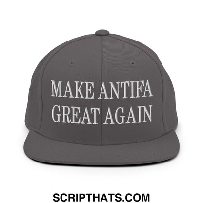 Make Antifa Great Again Embroidered Flat Bill Brim Snapback Hat Dark Grey