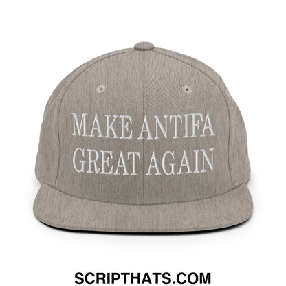 Make Antifa Great Again Embroidered Flat Bill Brim Snapback Hat Heather Grey