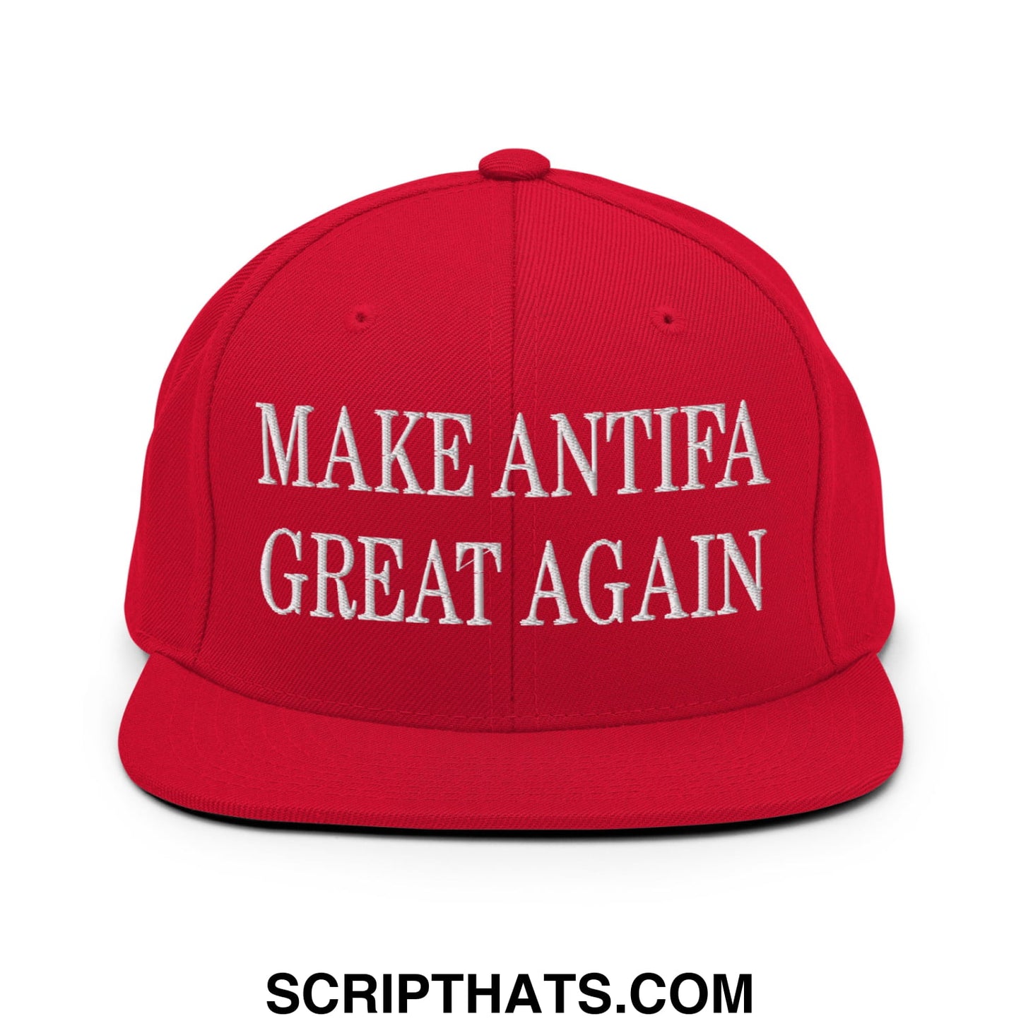 Make Antifa Great Again Embroidered Flat Bill Brim Snapback Hat Red