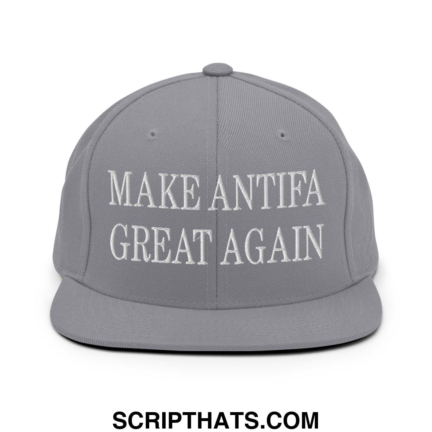 Make Antifa Great Again Embroidered Flat Bill Brim Snapback Hat Silver