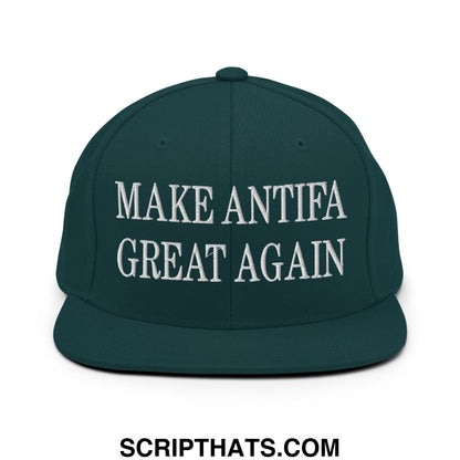 Make Antifa Great Again Embroidered Flat Bill Brim Snapback Hat Spruce