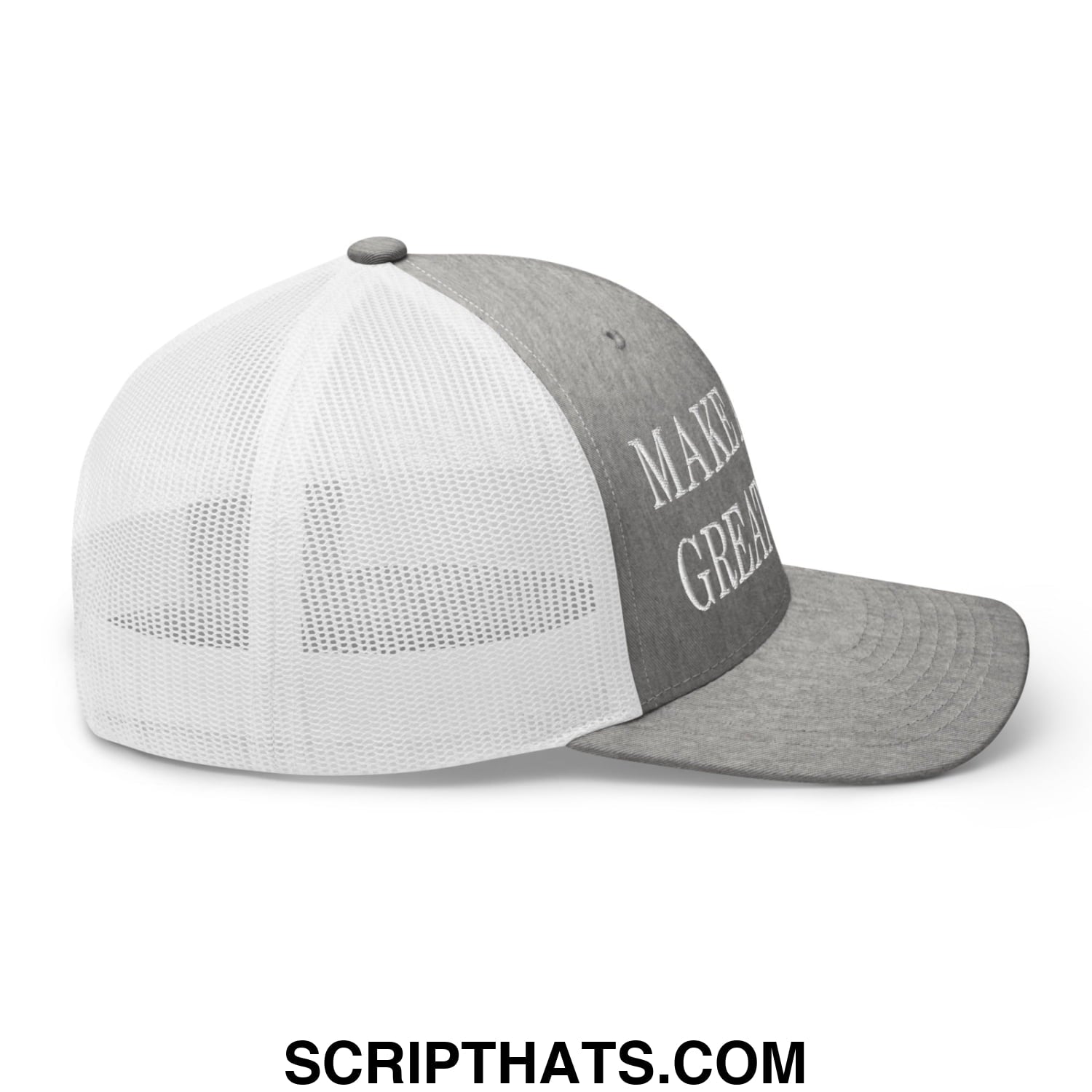 Make Antifa Great Again Embroidered Mesh Trucker Hat Heather Grey White