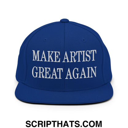 Make Artist Great Again Embroidered Flat Bill Brim Snapback Hat Royal Blue