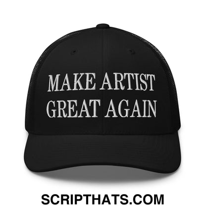 Make Artist Great Again Embroidered Mesh Trucker Hat Black