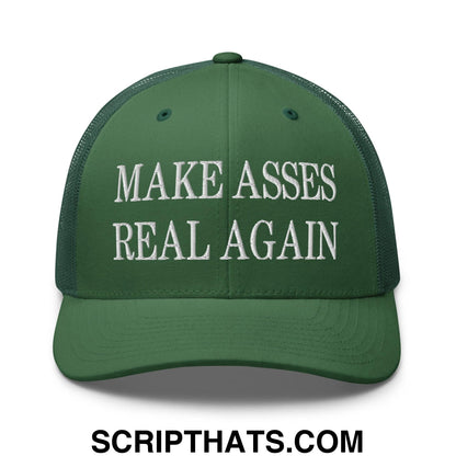 Make Asses Real Again Embroidered Mesh Trucker Hat Evergreen