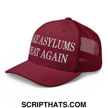 Make Asylums Great Again Embroidered Mesh Trucker Hat Cranberry