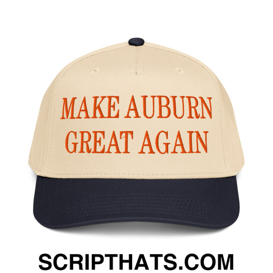 Make Auburn Great Again Embroidered Baseball Snapback Hat Navy Natural