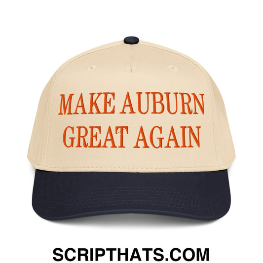 Make Auburn Great Again Embroidered Baseball Snapback Hat Navy Natural