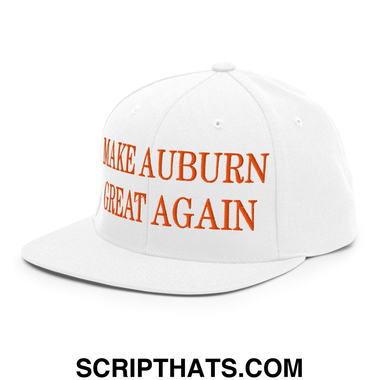Make Auburn Great Again Embroidered Flat Bill Brim Snapback Hat White