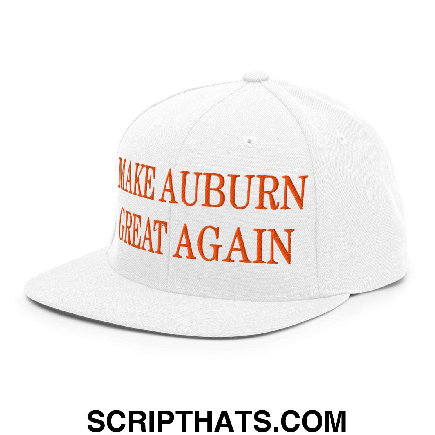 Make Auburn Great Again Embroidered Flat Bill Brim Snapback Hat White
