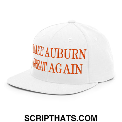 Make Auburn Great Again Embroidered Flat Bill Brim Snapback Hat White