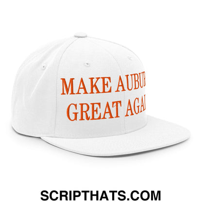 Make Auburn Great Again Embroidered Flat Bill Brim Snapback Hat White