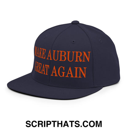 Make Auburn Great Again Embroidered Flat Bill Brim Snapback Hat Navy