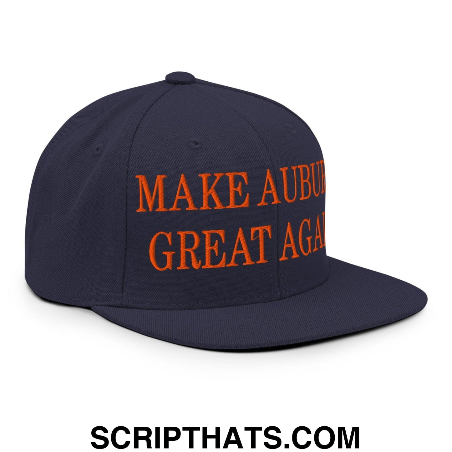 Make Auburn Great Again Embroidered Flat Bill Brim Snapback Hat Navy