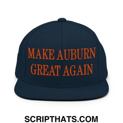 Make Auburn Great Again Embroidered Flat Bill Brim Snapback Hat Dark Navy
