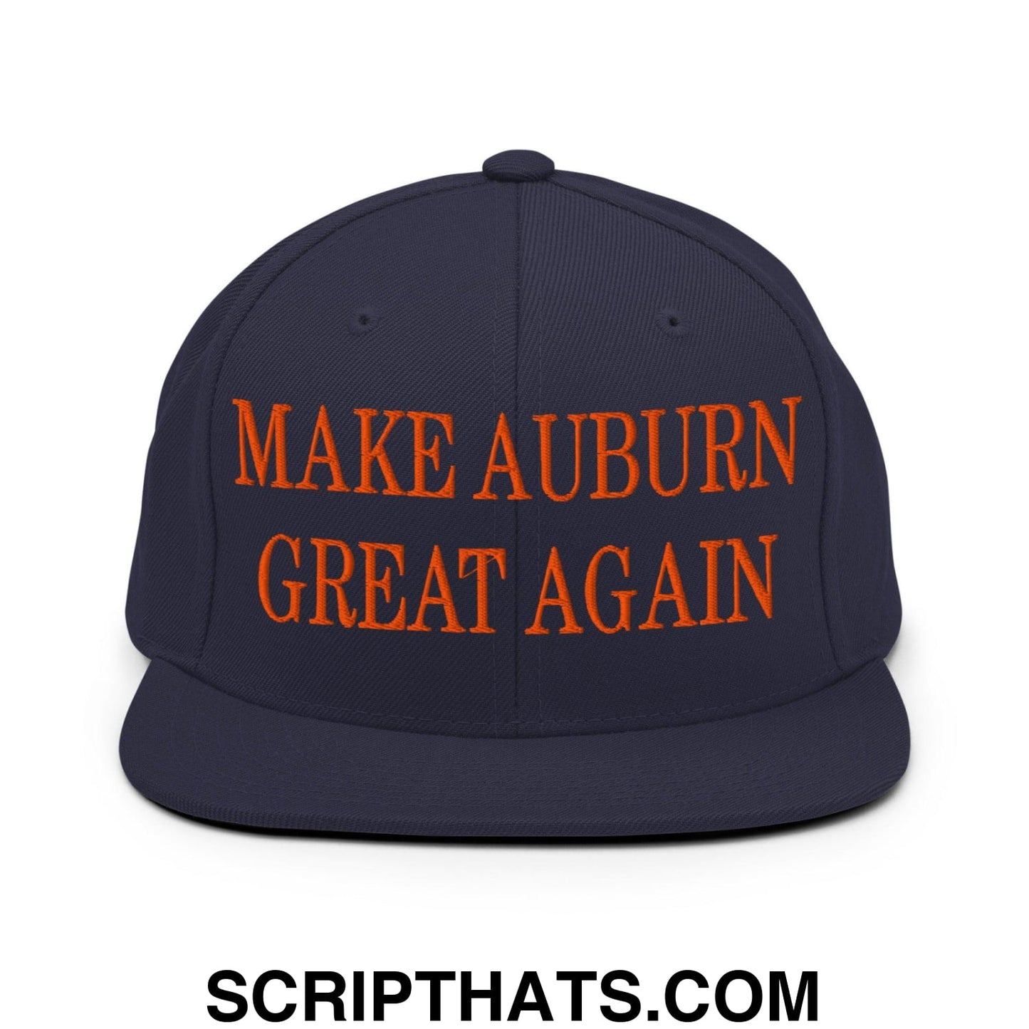 Make Auburn Great Again Embroidered Flat Bill Brim Snapback Hat Navy