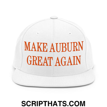 Make Auburn Great Again Embroidered Flat Bill Brim Snapback Hat White