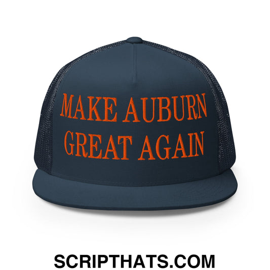 Make Auburn Great Again Embroidered Flat Bill Brim Trucker Hat Navy