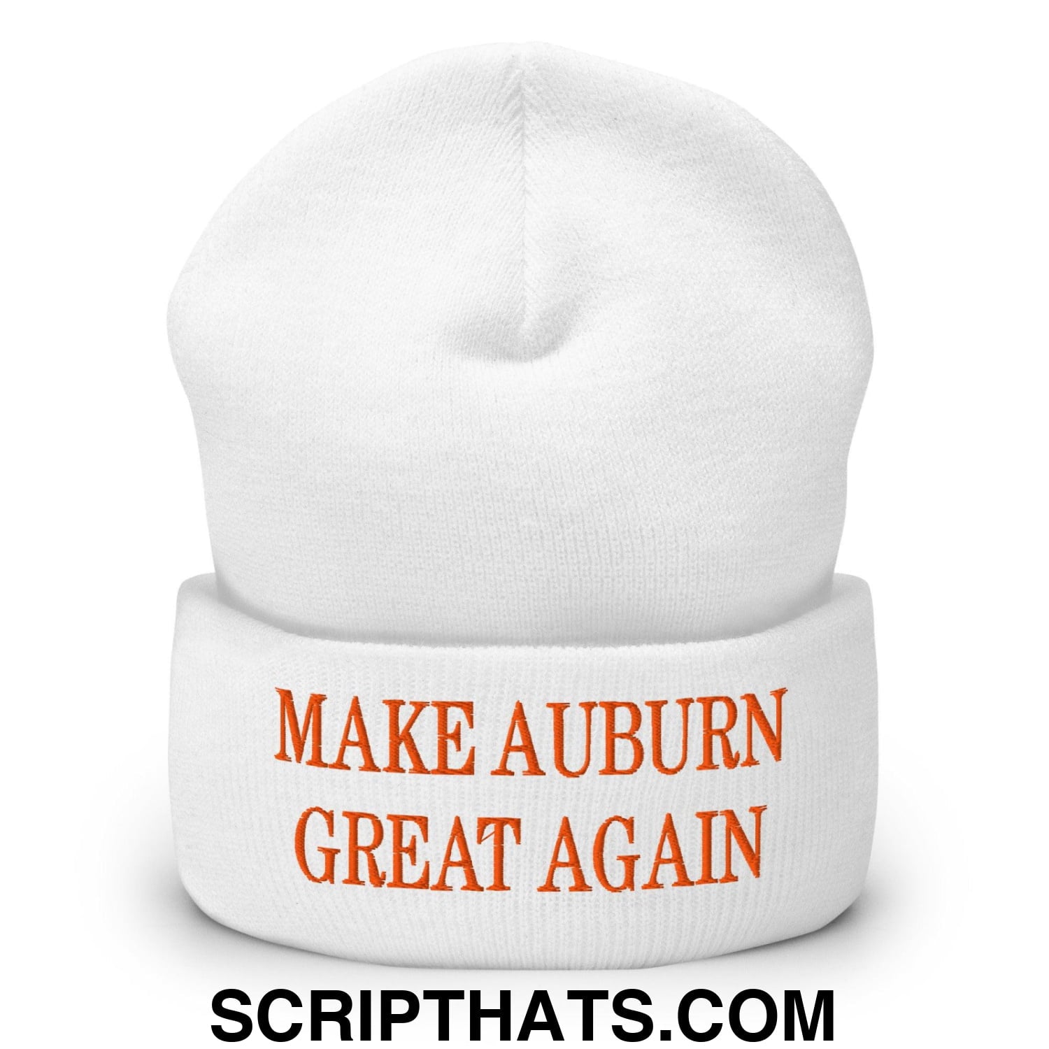 Make Auburn Great Again Embroidered Knit Cuffed Beanie White
