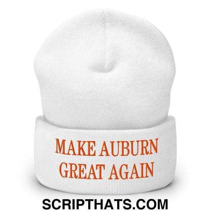 Make Auburn Great Again Embroidered Knit Cuffed Beanie White