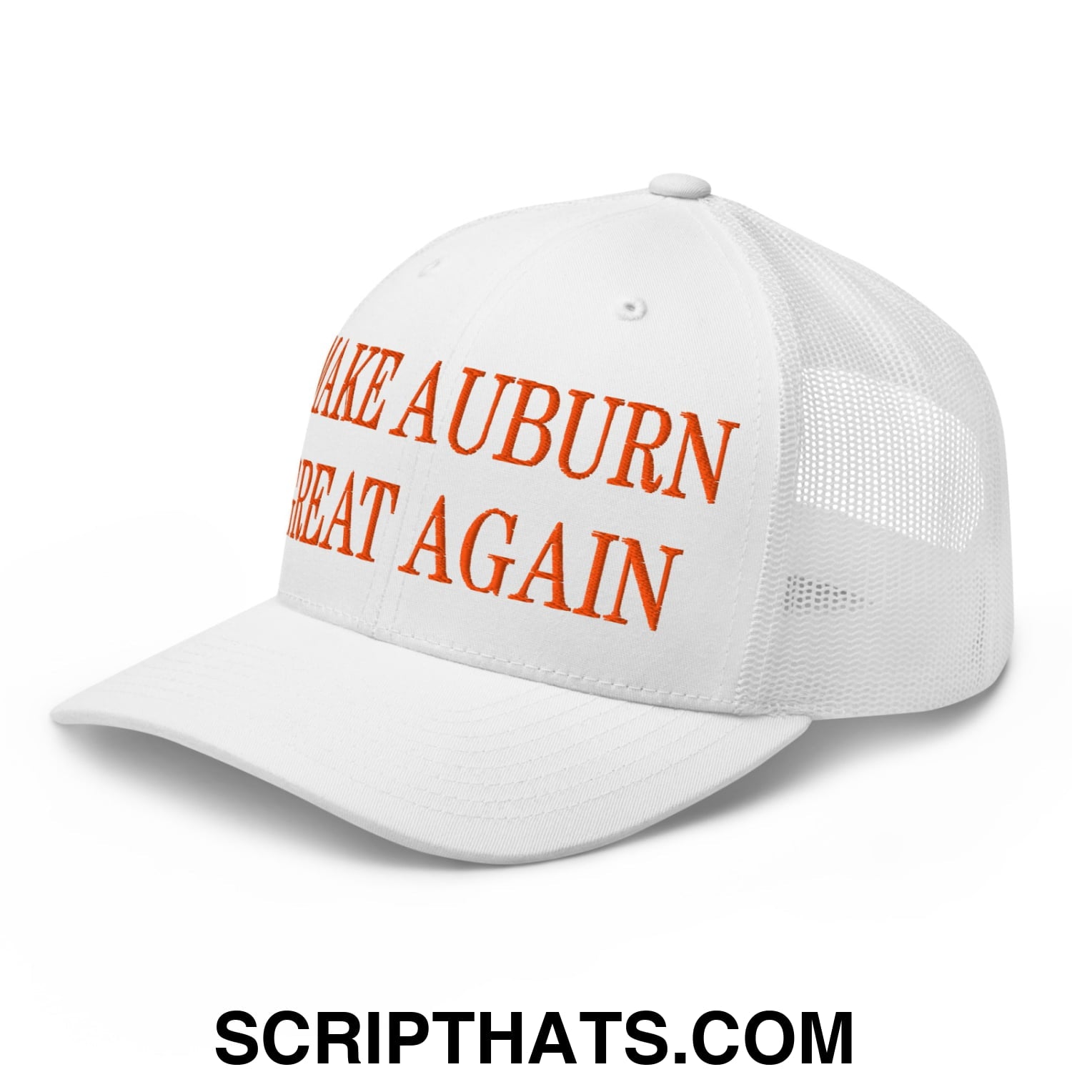Make Auburn Great Again Embroidered Mesh Trucker Hat White