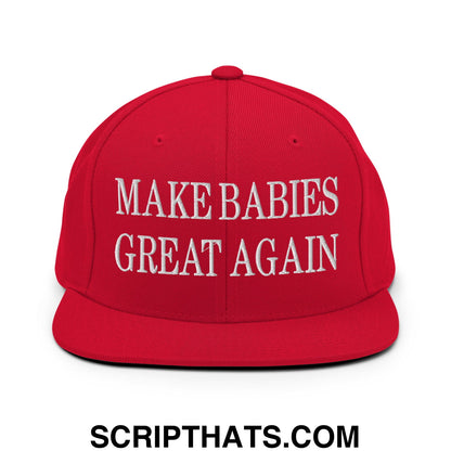 Make Babies Great Again Embroidered Flat Bill Brim Snapback Hat Red