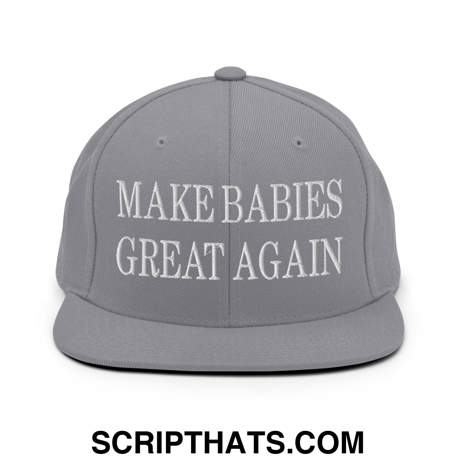 Make Babies Great Again Embroidered Flat Bill Brim Snapback Hat Silver