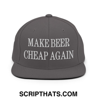 Make Beer Cheap Again Embroidered Flat Bill Brim Snapback Hat Dark Grey