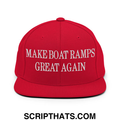 Make Boat Ramps Great Again Embroidered Flat Bill Brim Snapback Hat Red