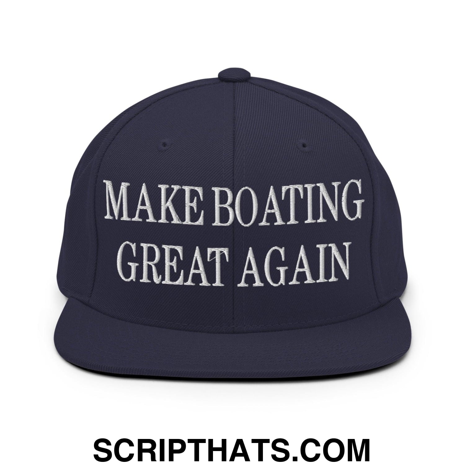 Make Boating Great Again Embroidered Flat Bill Brim Snapback Hat Navy