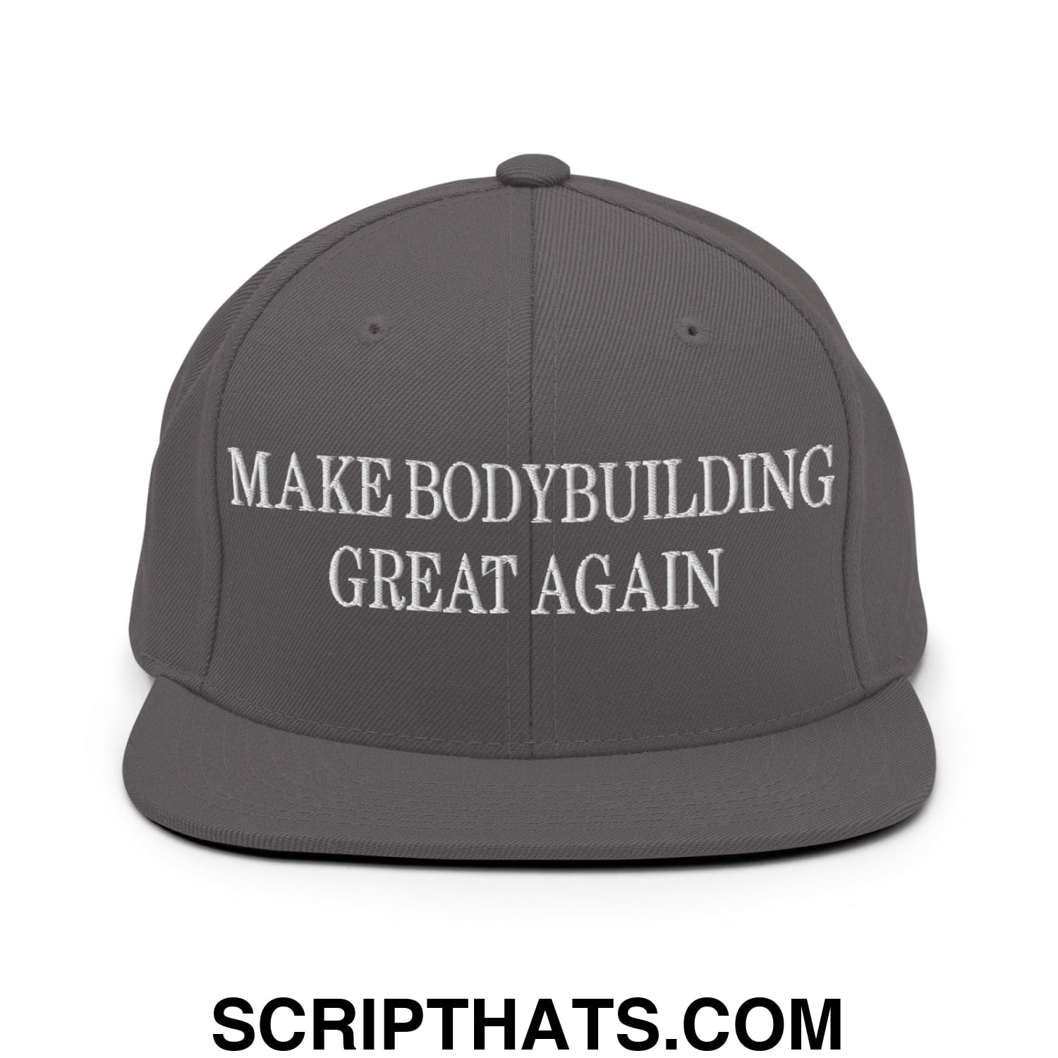 Make Bodybuilding Great Again Embroidered Flat Bill Brim Snapback Hat Dark Grey