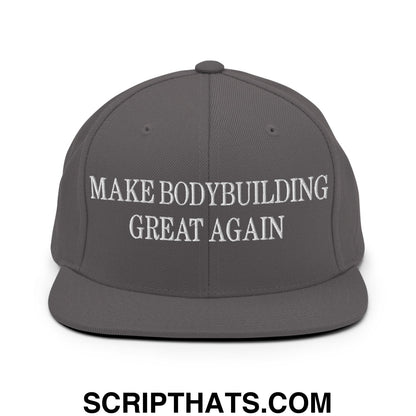 Make Bodybuilding Great Again Embroidered Flat Bill Brim Snapback Hat Dark Grey