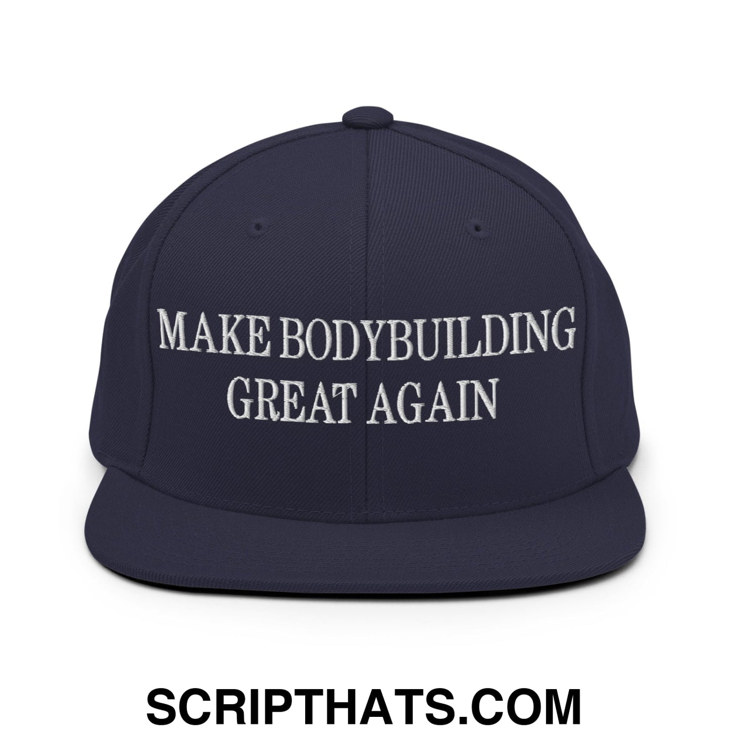 Make Bodybuilding Great Again Embroidered Flat Bill Brim Snapback Hat Navy