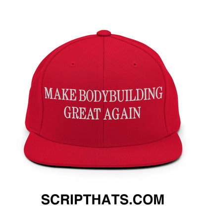 Make Bodybuilding Great Again Embroidered Flat Bill Brim Snapback Hat Red