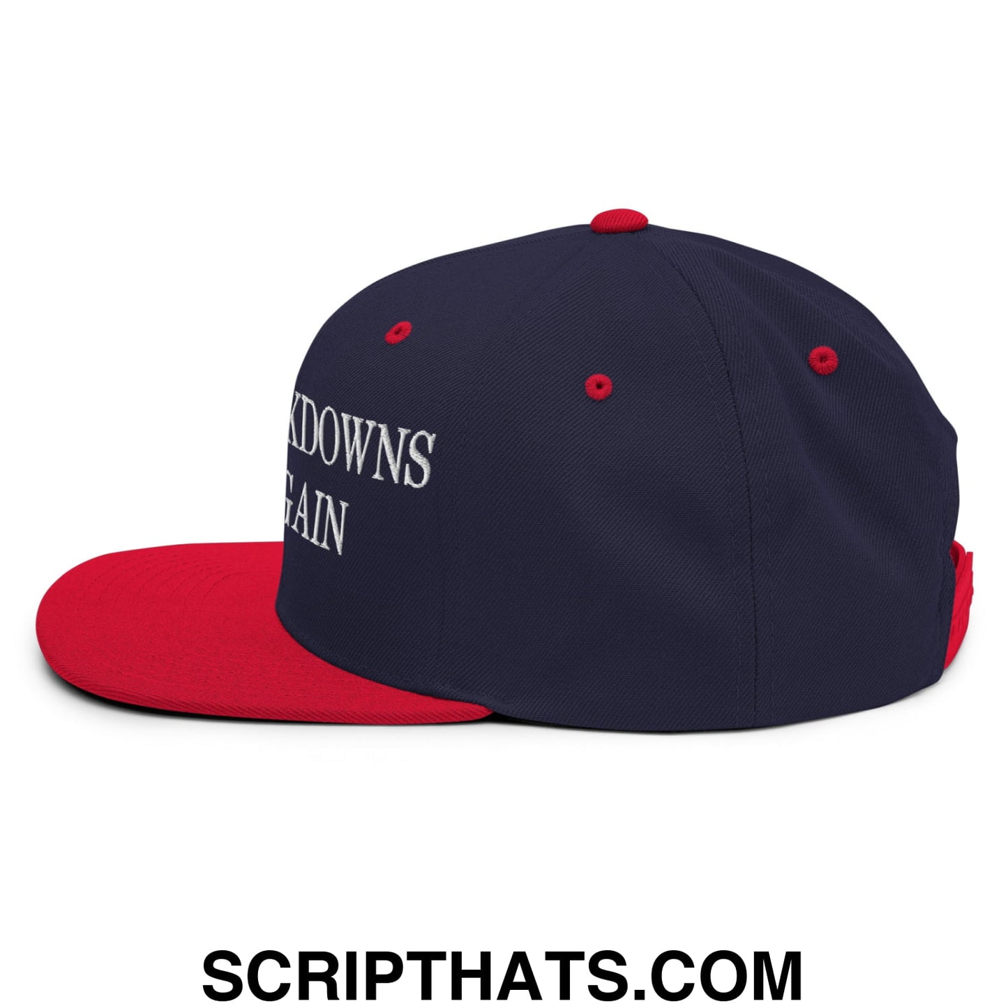 Make Breakdowns Great Again Embroidered Flat Bill Brim Snapback Hat Navy Red