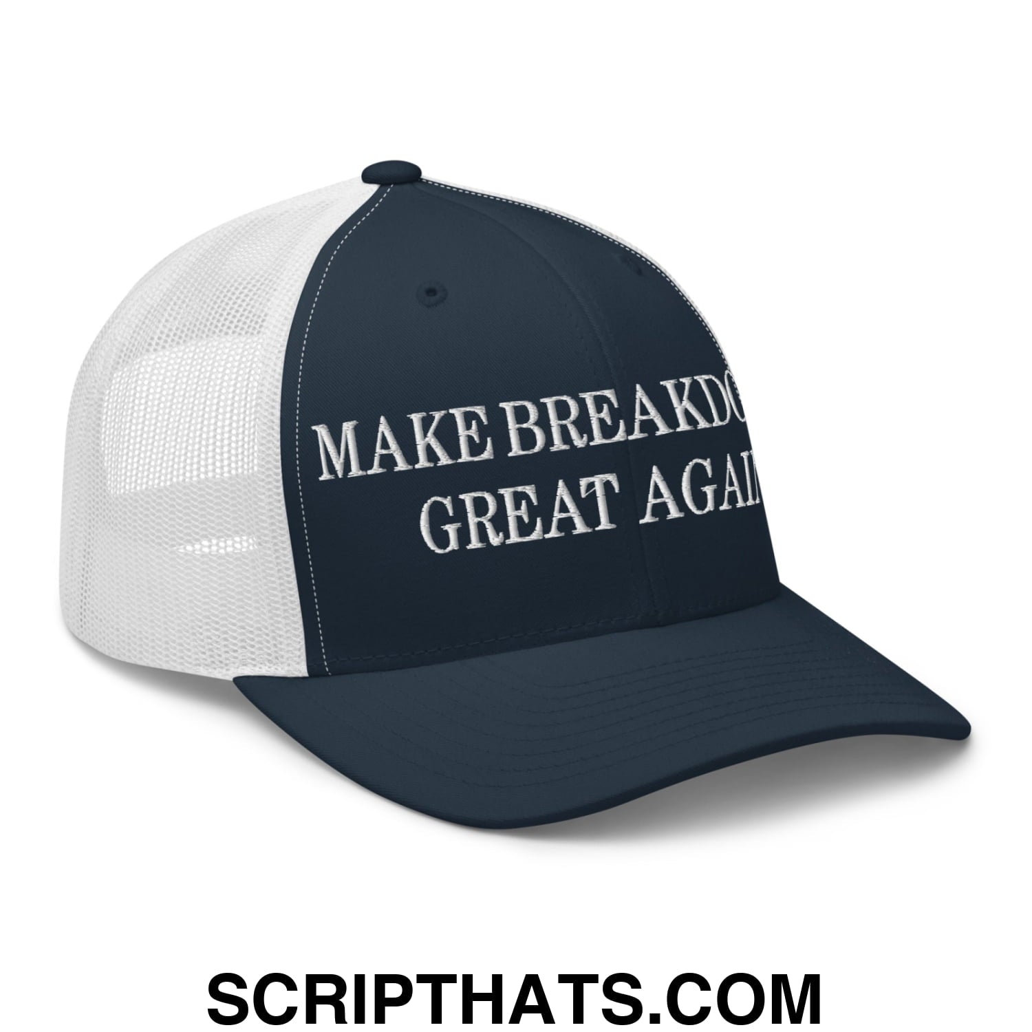 Make Breakdowns Great Again Embroidered Mesh Trucker Hat Navy White