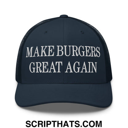 Make Burgers Great Again Embroidered Mesh Trucker Hat Navy