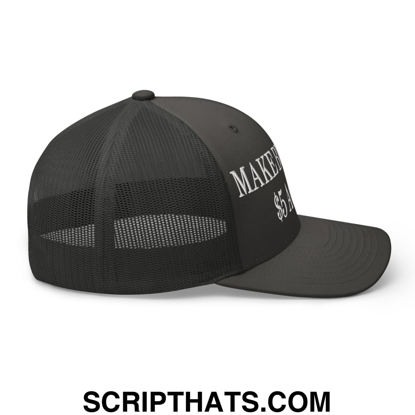 Make Burritos $5 Again Embroidered Mesh Trucker Hat Charcoal