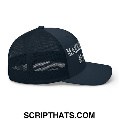 Make Burritos $5 Again Embroidered Mesh Trucker Hat Navy