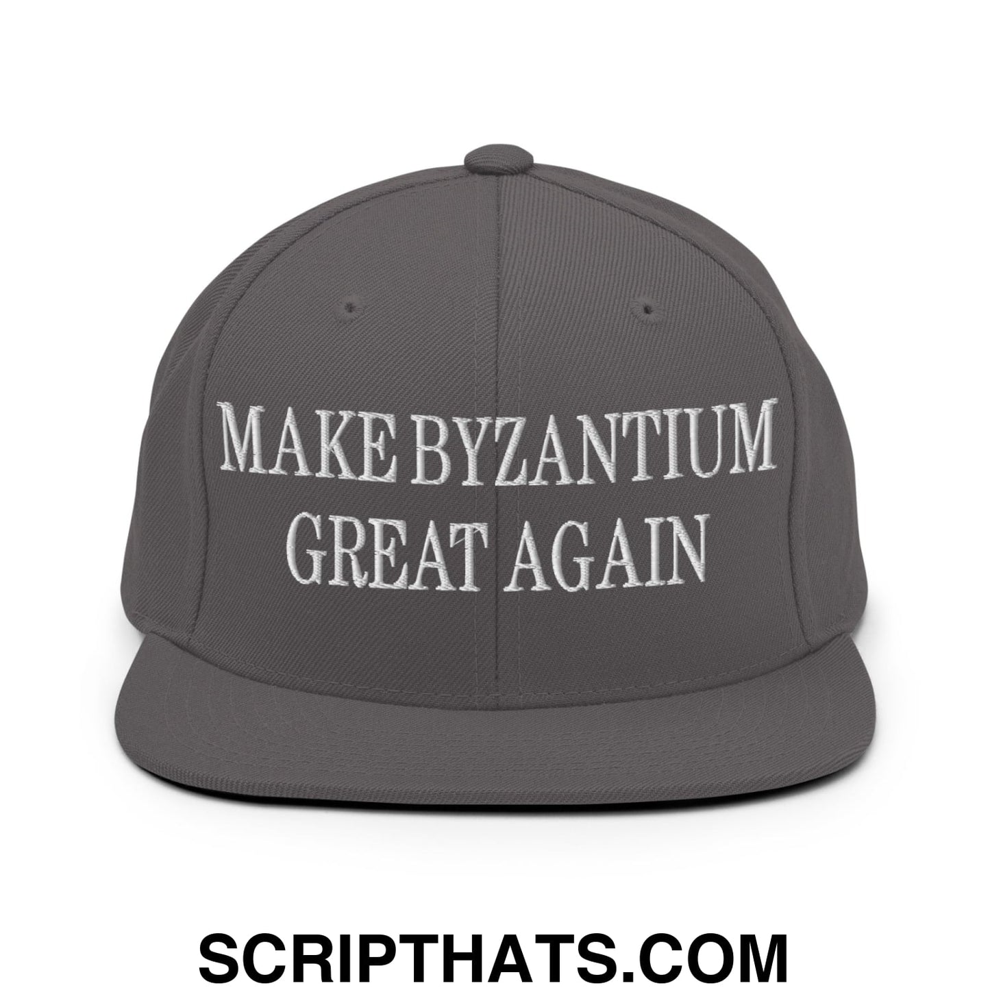 Make Byzantium Great Again Embroidered Flat Bill Brim Snapback Hat Dark Grey