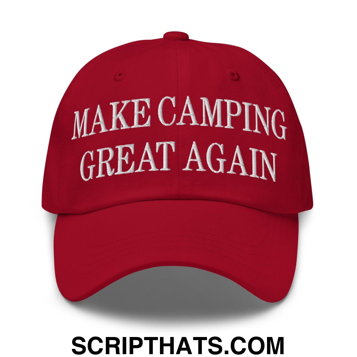 Make Camping Great Again Embroidered Dad Hat Cranberry