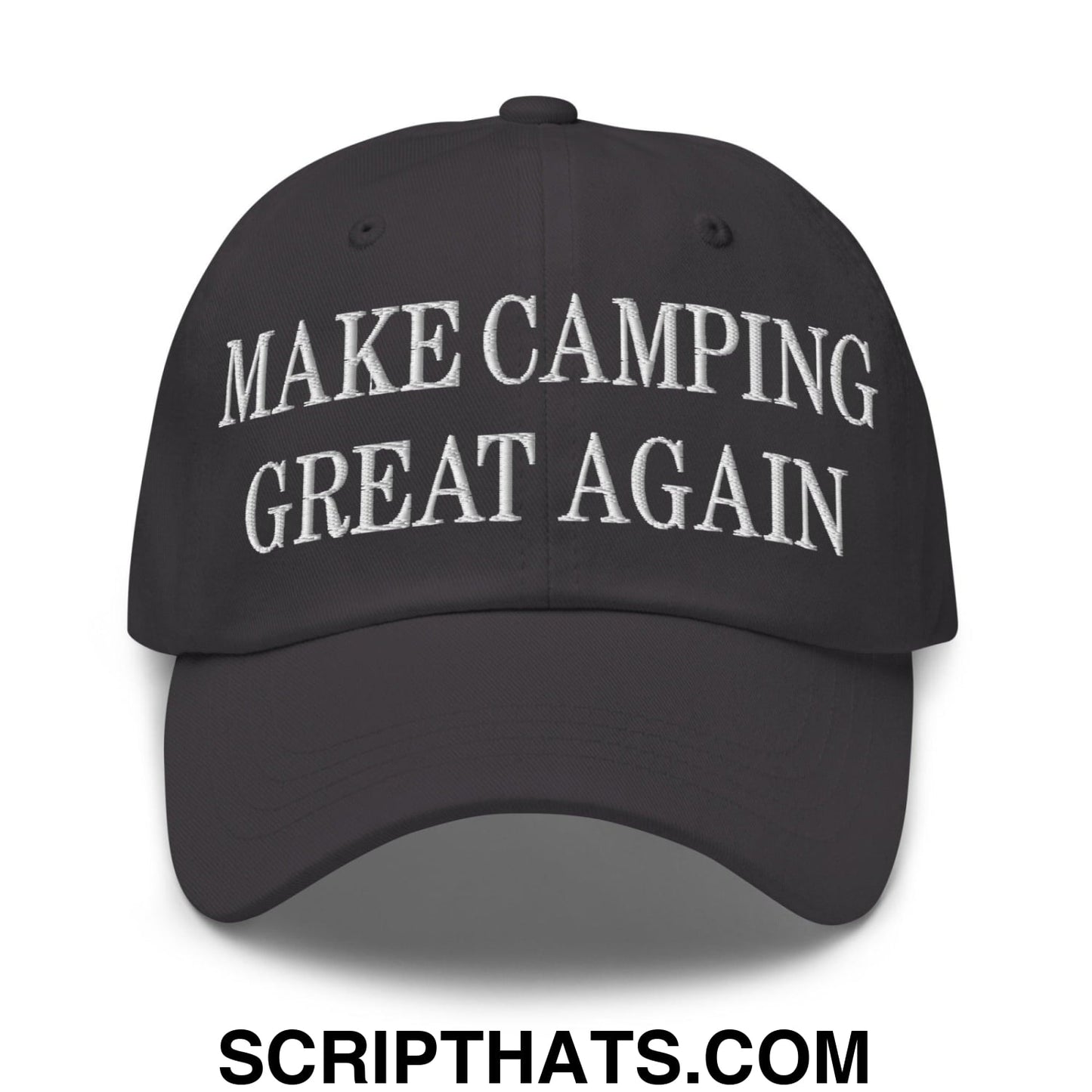 Make Camping Great Again Embroidered Dad Hat Dark Grey