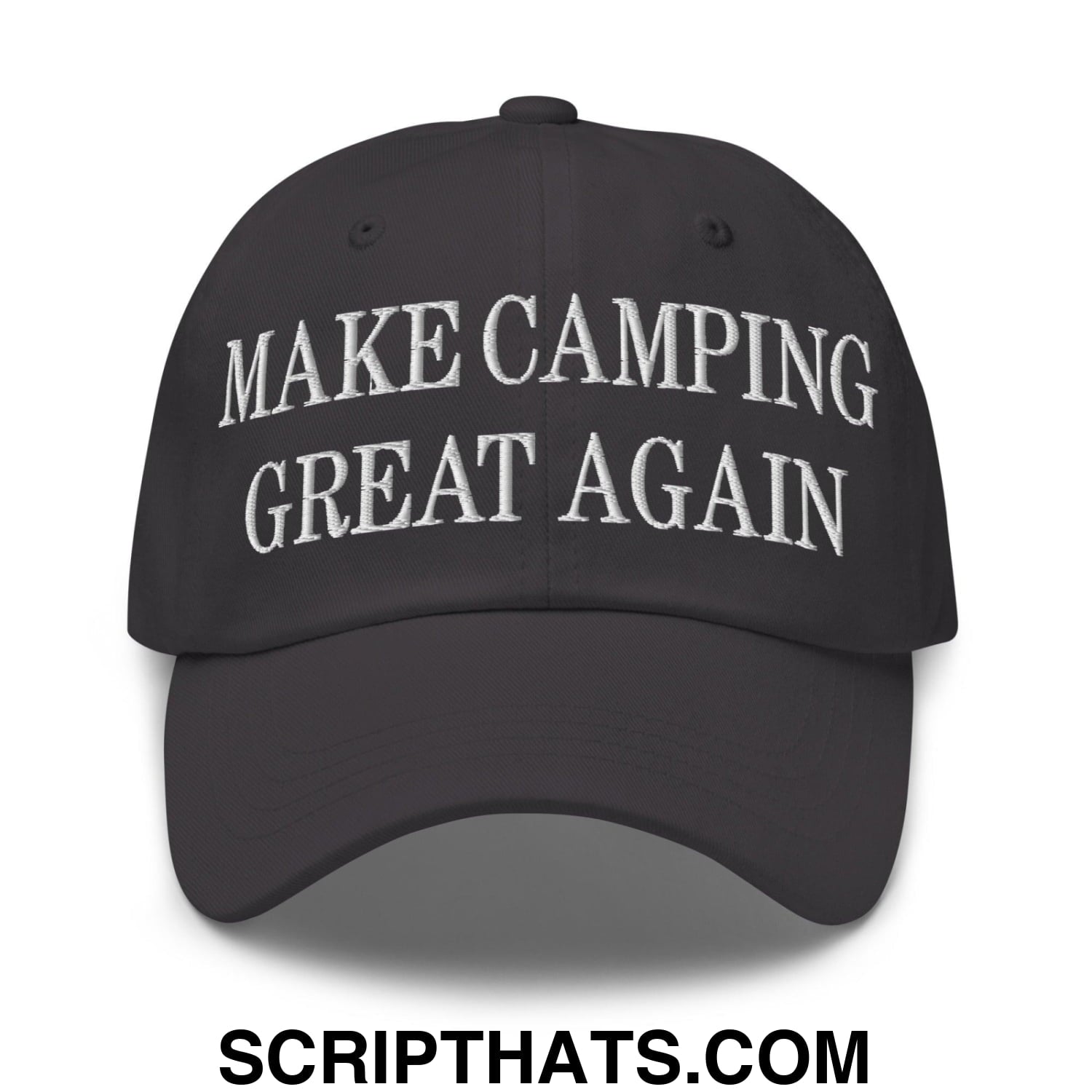 Make Camping Great Again Embroidered Dad Hat Dark Grey