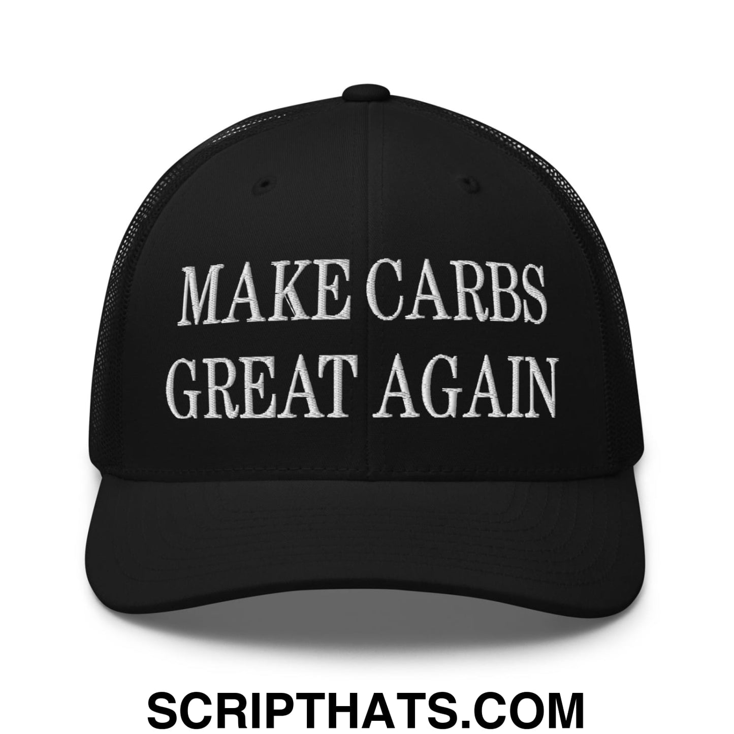 Make Carbs Great Again Embroidered Mesh Trucker Hat Black